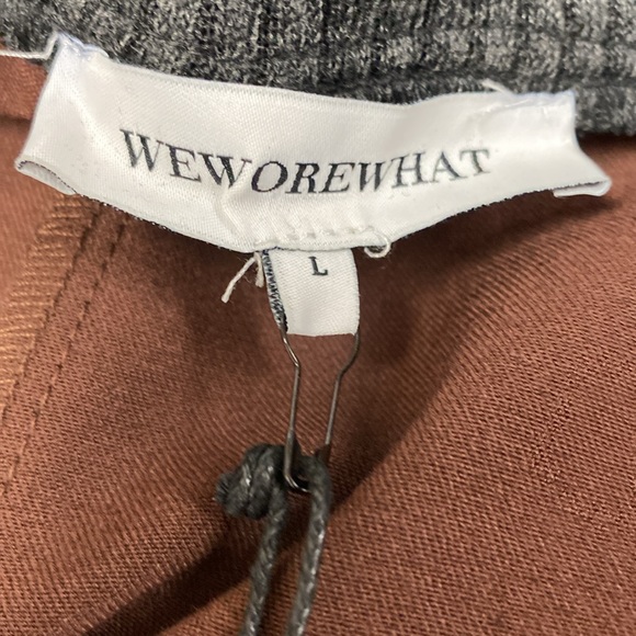 WeWoreWhat Low Rise Suiting Twill V Pant Ribbed Cacao Large NWT - Picture 10 of 15